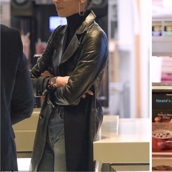 ISOFACE] Sheepskin Leather Navy Blue Tailor collar Single buttondown Long Coat - Picture 1 of 11